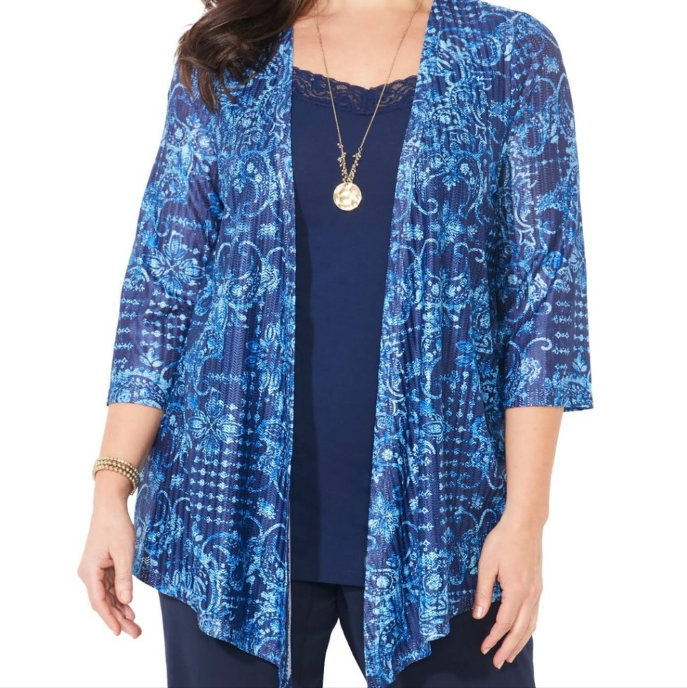 Catherines Women's Plus Size Harmony Knit Herringbone Duster
